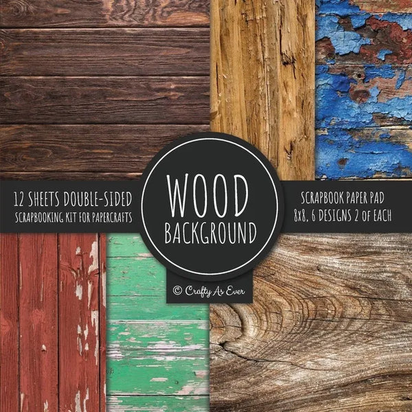 Wood Background Scrapbook Paper Pad 8x8 Rustic Craft Sheet Set