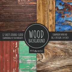 Wood Background Scrapbook Paper Pad 8x8 Rustic Craft Sheet Set
