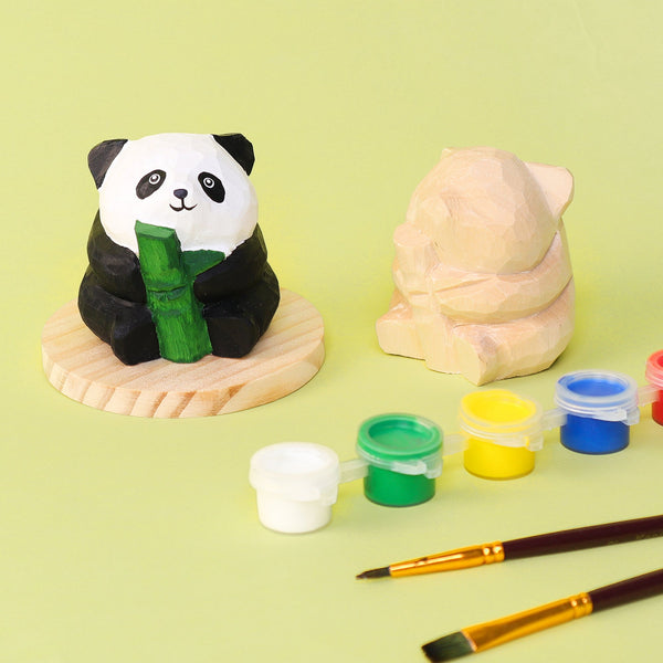 DIY Paint Your Own Wooden Panda Carving Craft Kit Set