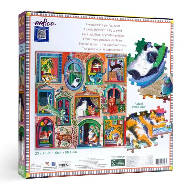 Cats in Windows 1000 Piece Jigsaw Puzzle eeBoo
