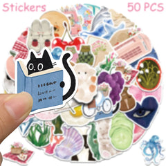 Cartoon Watercolor Sticker Set 50/100pcs DIY Scrapbook Phone Decals