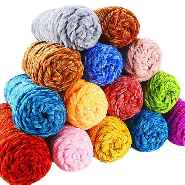 95g Chenille Velvet Yarn Soft Knitting Wool Crochet Craft Set
