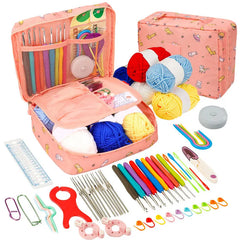 Beginner Crochet Kit Hooks Yarn Portable Travel Craft Set