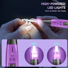 24pcs Crochet Hook Set LED Light Ergonomic Knitting Tool Kit