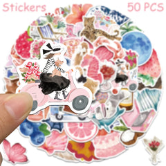 Cartoon Watercolor Sticker Set 50/100pcs DIY Scrapbook Phone Decals