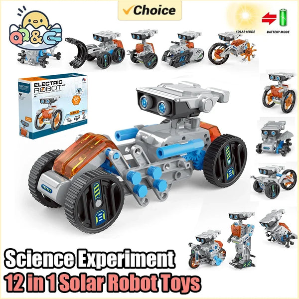12-in-1 Solar Robot Science Kit - DIY Educational Building Toy, STEM Learning Tool for Kids