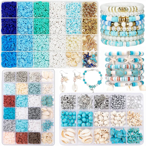 Ocean Summer Friendship Bracelet Clay Beads DIY Jewelry Kit Set