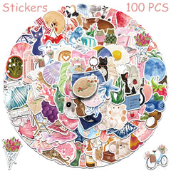 Cartoon Watercolor Sticker Set 50/100pcs DIY Scrapbook Phone Decals