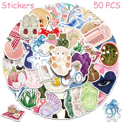 Cartoon Watercolor Sticker Set 50/100pcs DIY Scrapbook Phone Decals