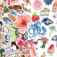 Cartoon Watercolor Sticker Set 50/100pcs DIY Scrapbook Phone Decals