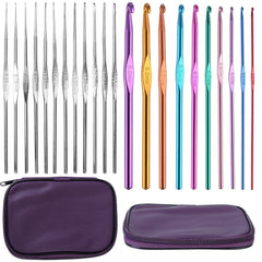 22pcs Multi Color Crochet Hook Set Aluminum Handle Yarn Kit