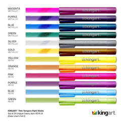 Tempera Paint Thin Sticks, 24 Colors