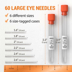 VONEEDL Large Eye Sharp Sewing Needles 6 Sizes 60 PCS Easy Thread