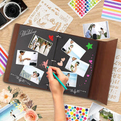 Photo Album Vintage Leather with Black Page DIY Scrapbook Album Photo Sticker Paper Photo Album Scrapbook Paper Baby Family Scrapbook Albums Christmas Birthday Wedding Valentines Gift