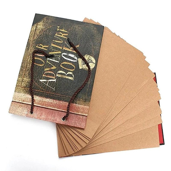 Vintage 20 Pcs 40 Pages Kraft Paper Sheets Card Our My Adventure Book Album Handmade DIY Photo Scrapbook Photo Album Gifts For Scrape book Lovers